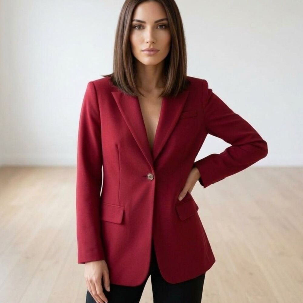 Mitecky NWT Red Tailored Blazer Jacket Office Professional Small